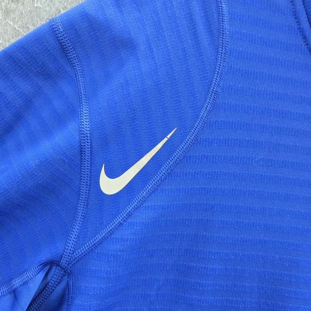 Nike Men Activewear Top XL Blue Pro Dri Fit Logo Long Sleeve Striped - Picture 7 of 11